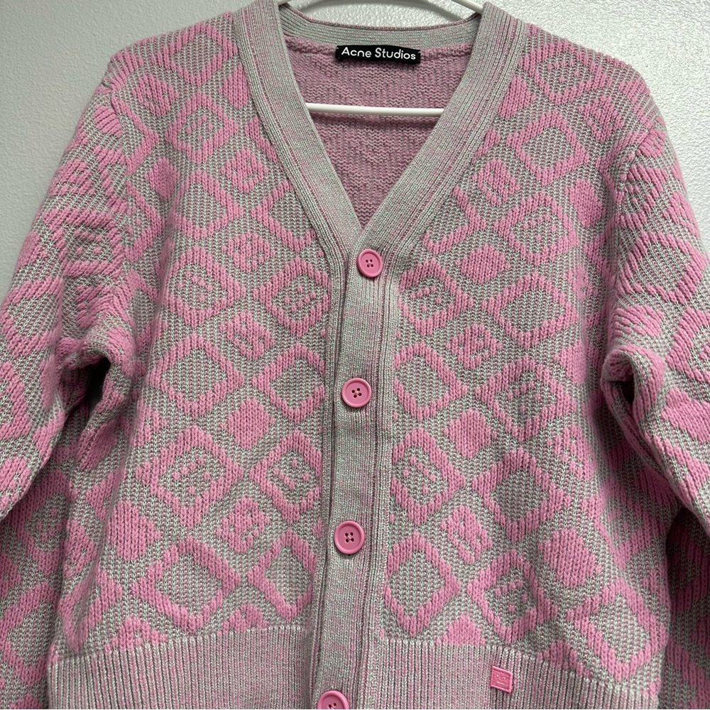 Face Tiles wool and cotton cardigan - Picture 4 of 6